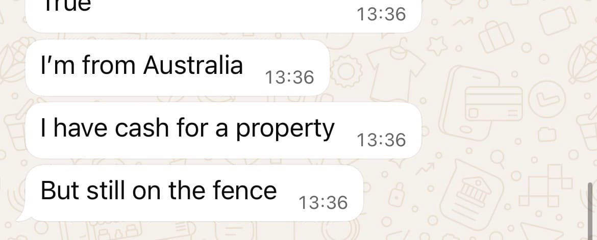 Brokerage WhatsApp conversation screenshot